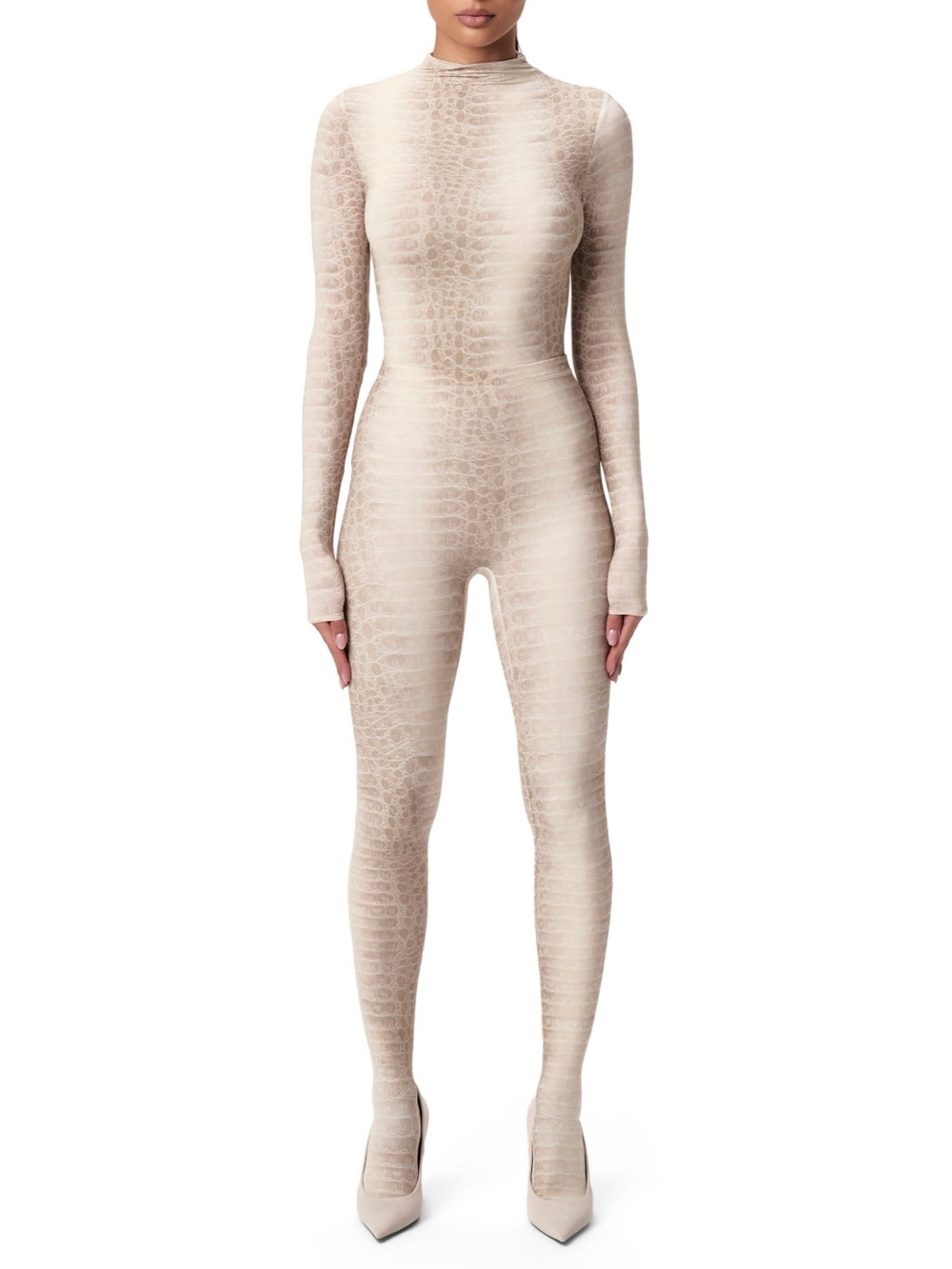 Naked Wardrobe Naked Print Closed Toe Leggings Bone Crocodile